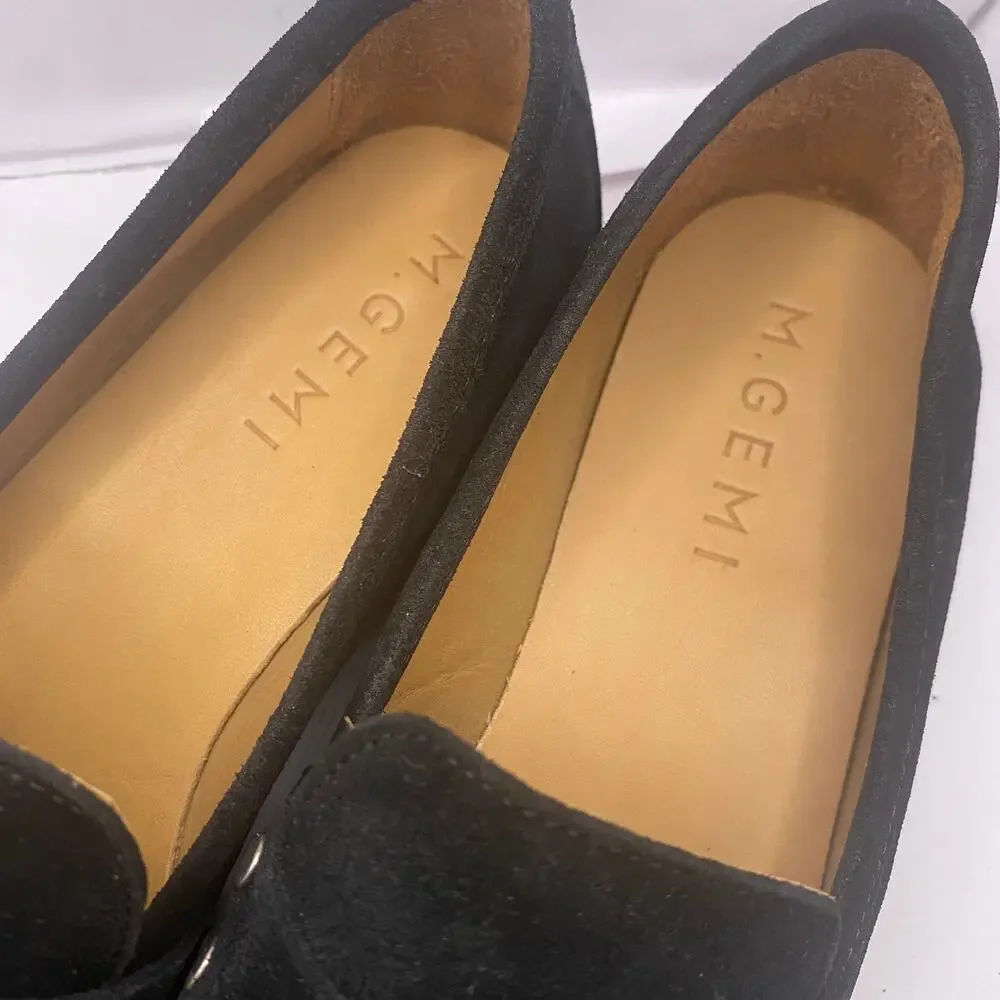 M. Gemi Sonia Loafer Black Suede Tassel Round Toe Shoe Sz 37.5 US Sz 7-7.5